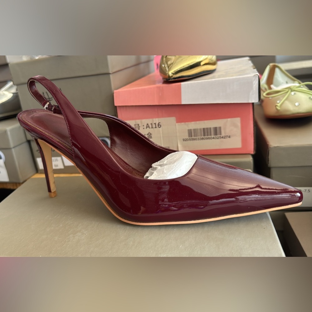 Elegant Burgundy Slingback Heels